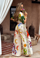 Wzorzysty Compleu Cămașă i Pantaloni wide leg The Inner Eye bej