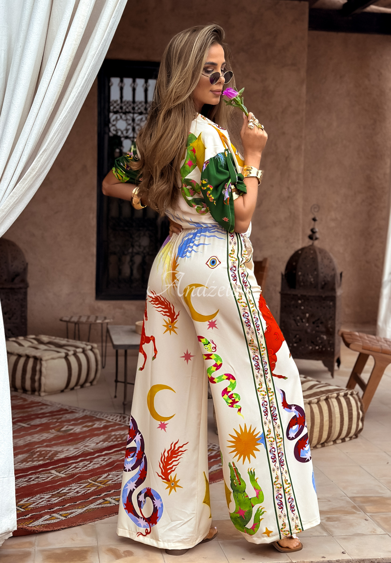 Compleu cu imprimeu The Inner Eye format din cămașă și pantaloni wide leg