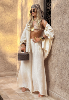 din material textil Pantaloni wide leg Forever June bej
