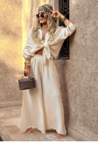 din material textil Pantaloni wide leg Forever June bej