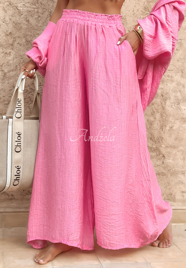 Pantaloni wide leg de muselină Forever Holidays