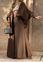 din material textil Pantaloni wide leg Forever June ciocolatii