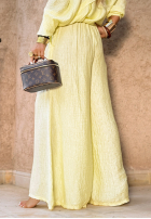 din material textil Pantaloni wide leg Forever June galben banană