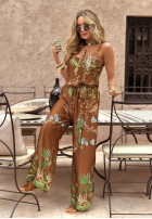 Pantaloni wide leg Jungle Escape cu imprimeu