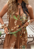 Top  na ramiączkach cu modele Jungle Escape ciocolatiu