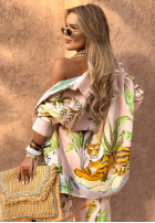 Compleu Cămașă i Pantaloni wide leg Safari Dreams roz
