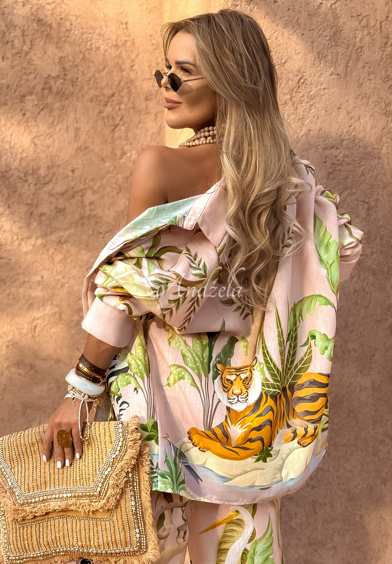 Set format din cămașă și pantaloni wide leg Safari Dreams