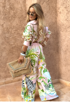 Compleu Cămașă i Pantaloni wide leg Safari Dreams roz