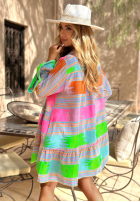 Wzorzysta Rochie z falbankami Sunlight Is Painting liliowo-roz