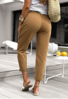 Pantaloni z falbankami i paskiem Keep Going Girl camel