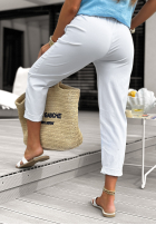 Pantaloni z falbankami i paskiem Keep Going Girl białe