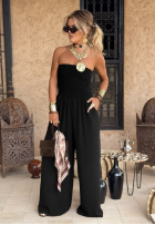 Długi Salopetă wide leg Flower Fusion negru