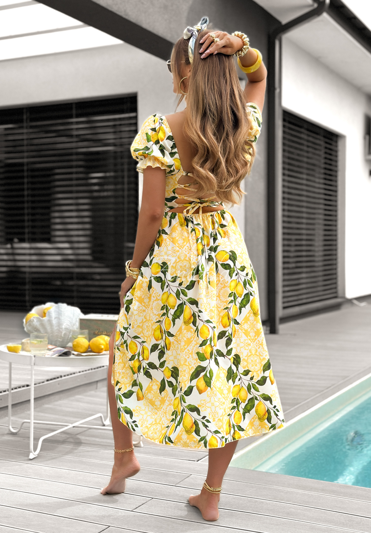 Rochie cu mâneci bufante Lemon Taste cu lămâi