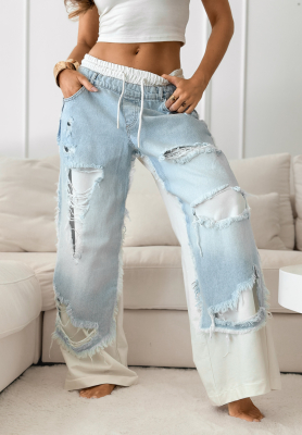 Pantaloni tip trening și denim Reversion cu abraziuni