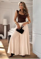din material textil Pantaloni wide leg Place For You bej