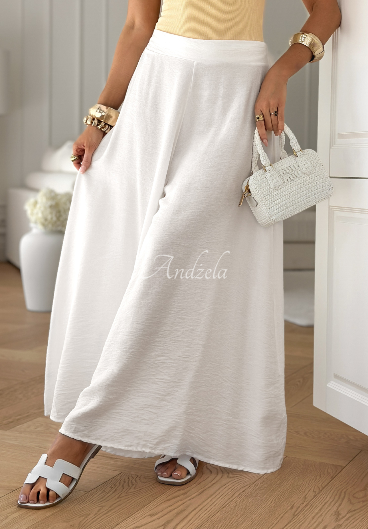 Pantaloni wide leg din viscoză Place For You