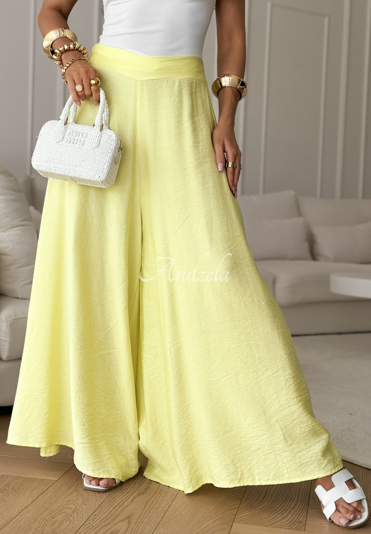 Pantaloni wide leg din viscoză Place For You