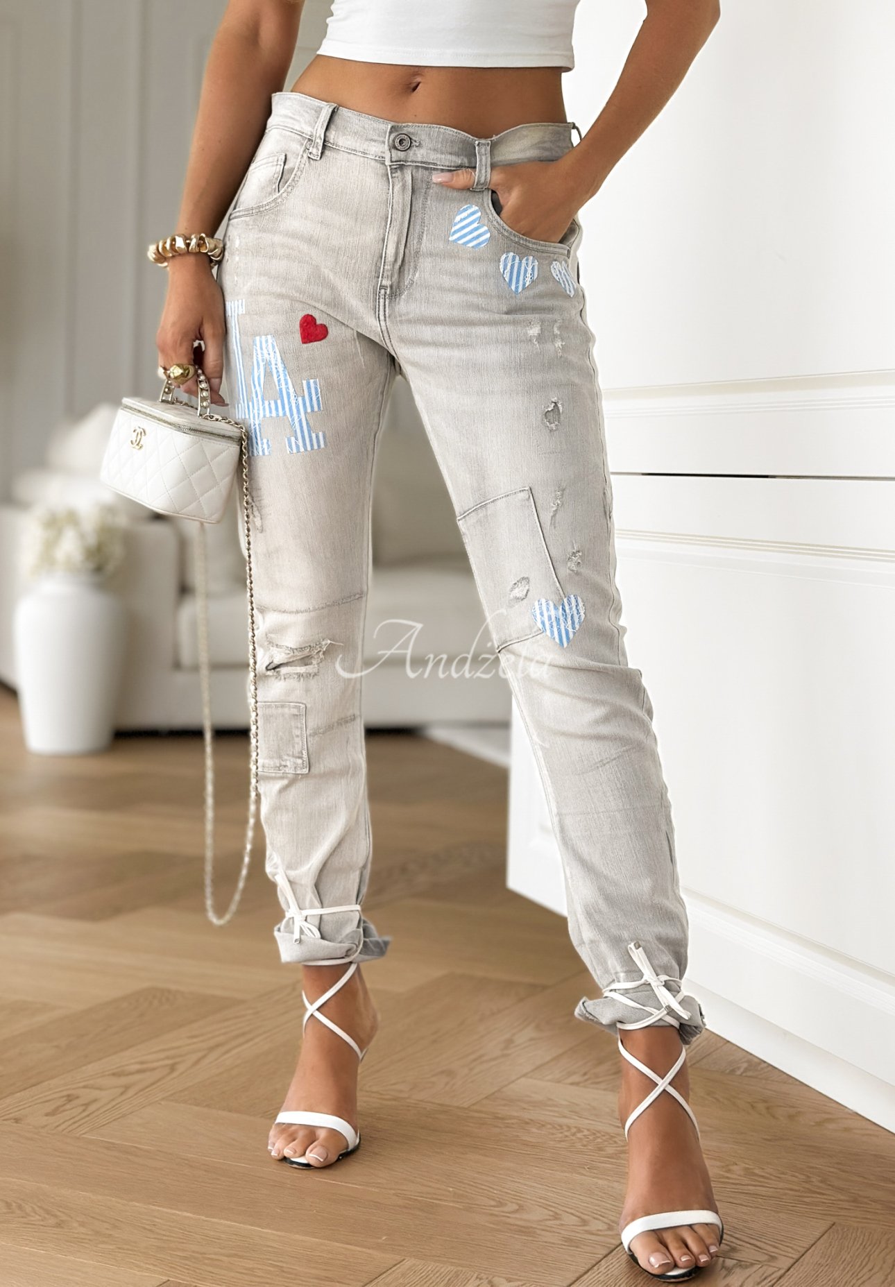 Blugi LA Hearts jasnoszare