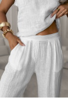 Pantaloni wide leg Desert Princess białe