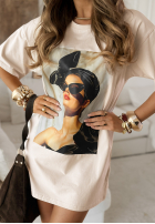 Bluză Tunică z nadrukiem Madame Fancy bej