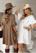 Rochie z falbankami Tidepool Whispers albă