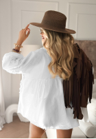 Ażurowa Bluză z kwiatami boho Summer Sweetness albă