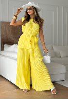 Plisowany Compleu Bluză i Pantaloni wide leg Afternoon Sun galbene