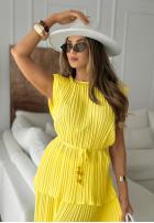Plisowany Compleu Bluză i Pantaloni wide leg Afternoon Sun galbene