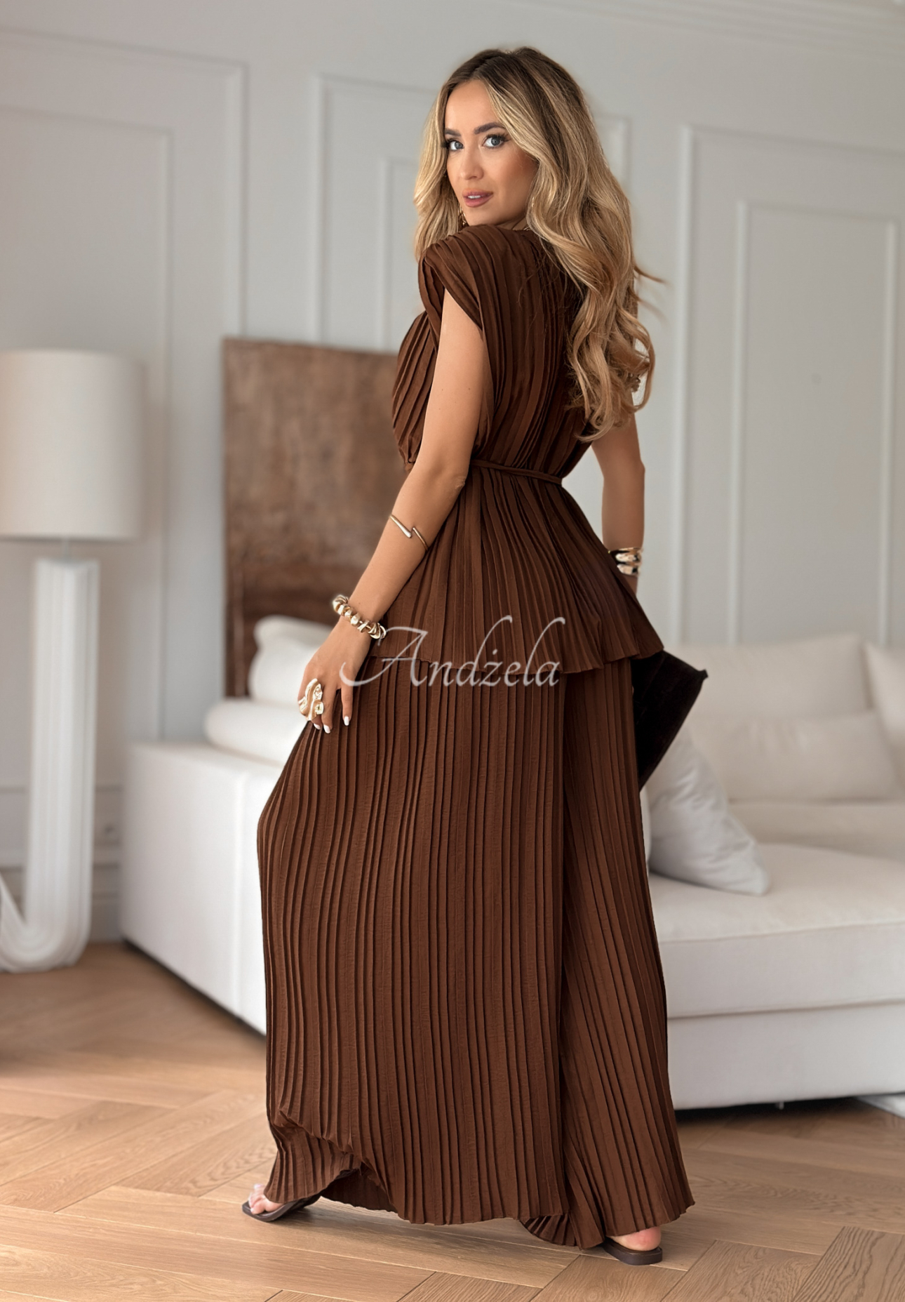 Set plisat Afternoon Sun format din bluză și pantaloni wide leg
