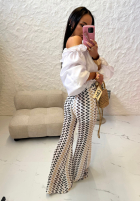 Ażurowe Pantaloni dzwony La Milla Everywhere Stunner biało-maro