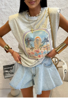 Tricou z nadrukiem La Milla Hotel Hawaii gri