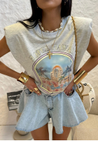 Tricou z nadrukiem La Milla Hotel Hawaii gri