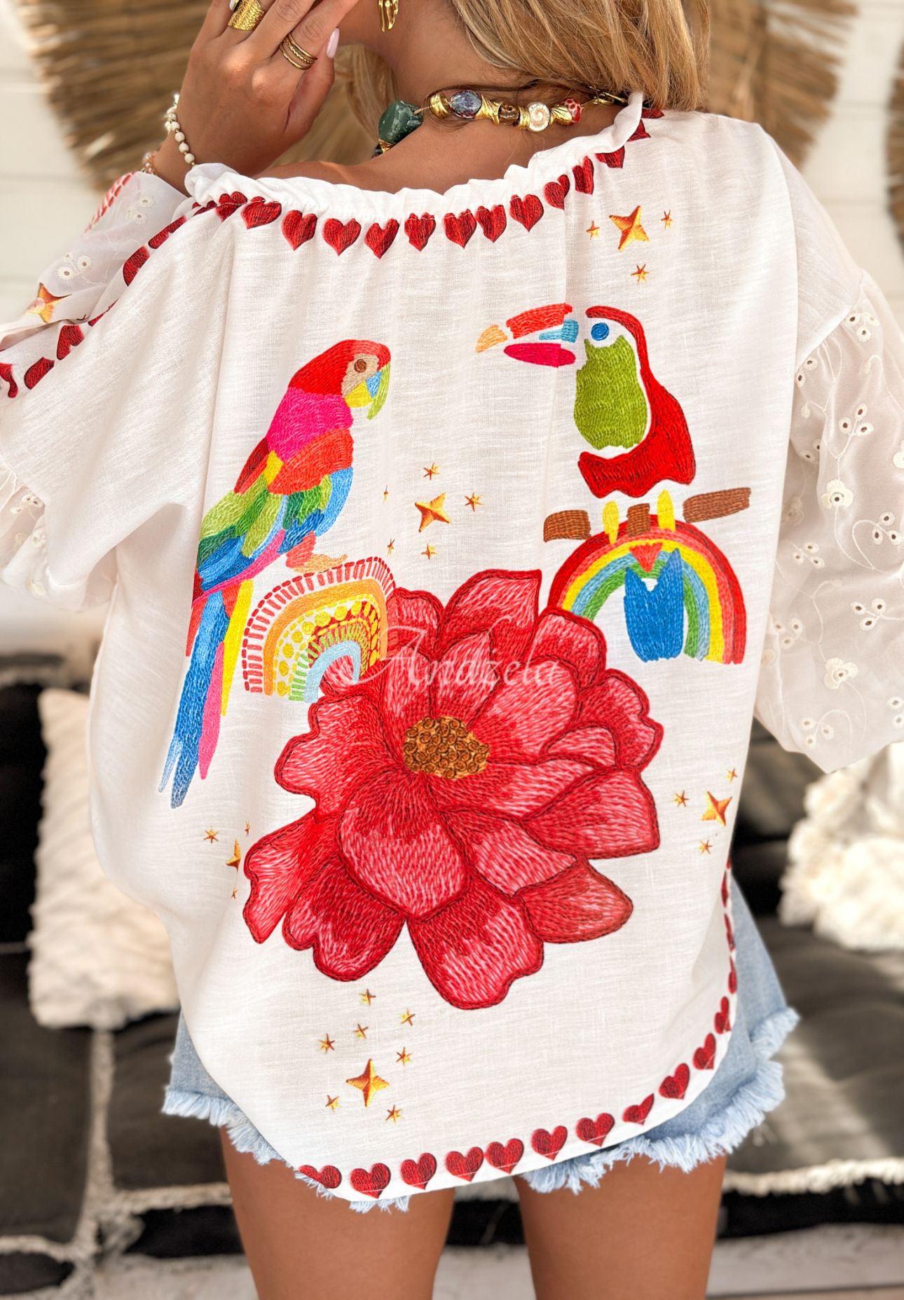 Bluză cu imprimeu Lovely Parrots