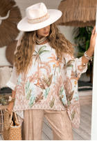 Bluză cu modele A Lot Of Palms ecru