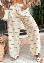 Pantaloni wide leg cu modele Summer Charisma bej