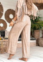 Wiskozowe Pantaloni wide leg z paskiem The Horizon bej