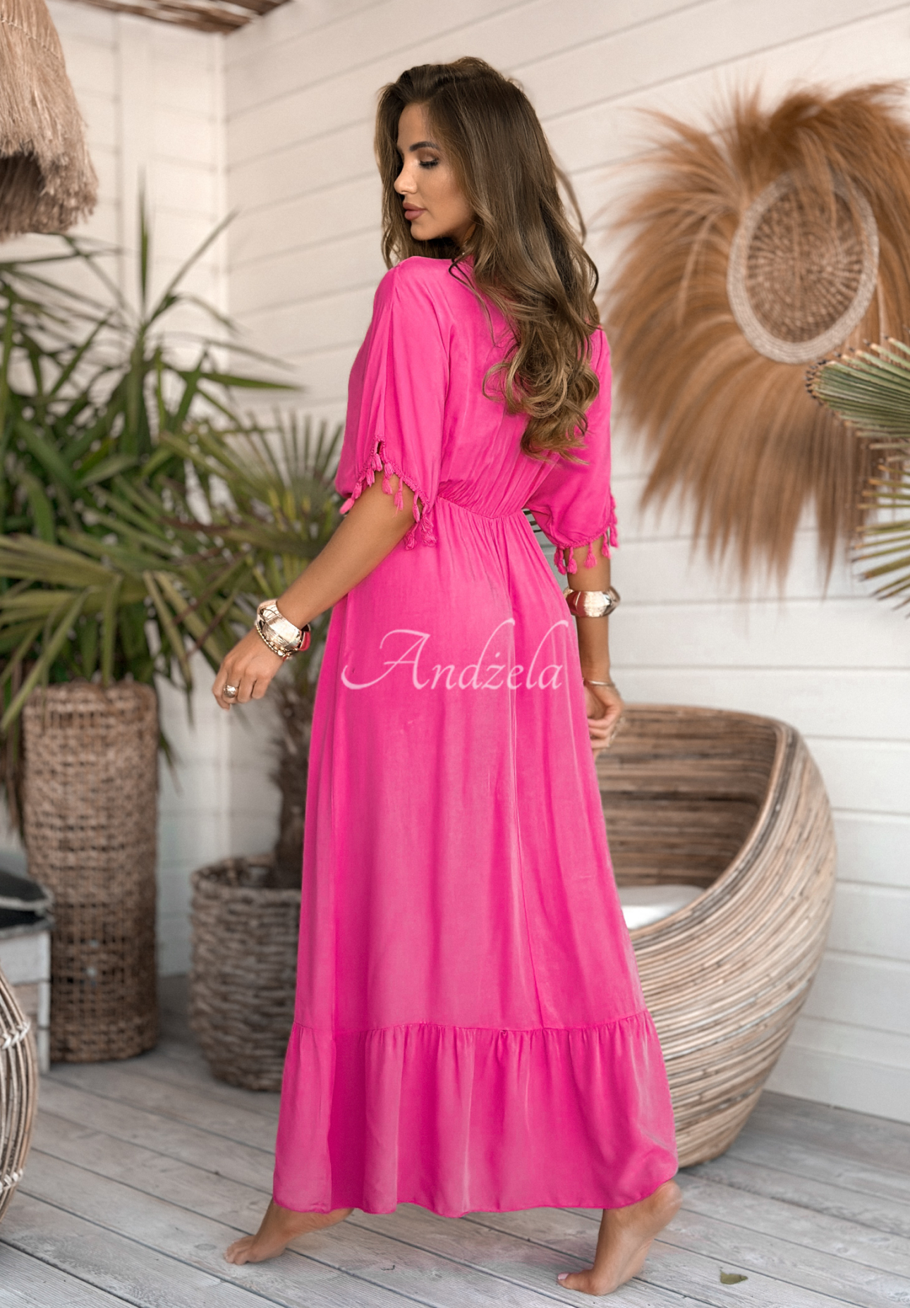 Rochie maxi din viscoză Rainbow Lakes