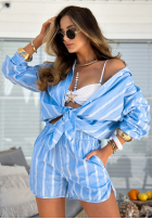 Compleu Cămașă i krótkie spodenki w paski Summer Stripes albastru azuriu