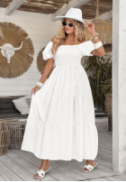 Rochie maxi z bufkami Summery Queen albă