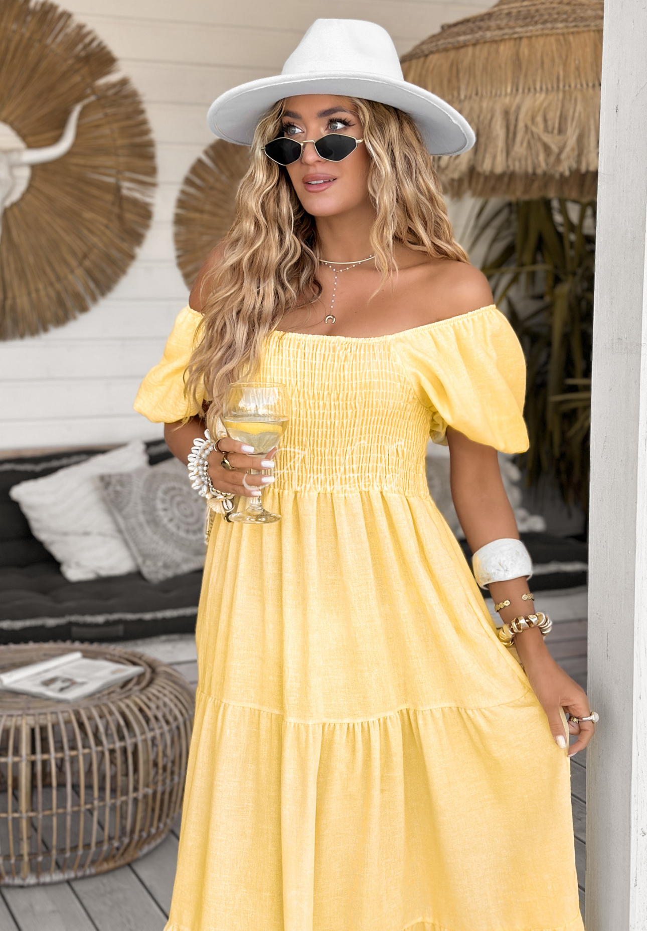 Rochie maxi Summery Queen cu mâneci bufante