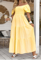 Rochie maxi z bufkami Summery Queen bananowa