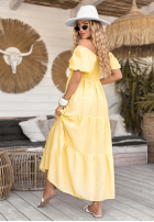 Rochie maxi z bufkami Summery Queen bananowa