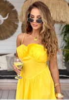 Rochie midi na ramiączkach Summer Dates galben