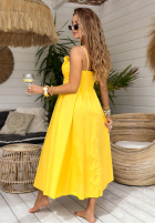Rochie midi na ramiączkach Summer Dates galben