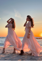 Rochie maxi z paskiem Beachfront Villa bej