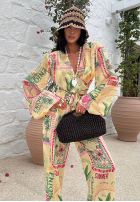 Compleu Cămașă i Pantaloni wide leg cu modele La Milla Really Notice galben banană