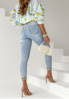 Pantaloni din denim skinny Used To Each Other albastru deschis