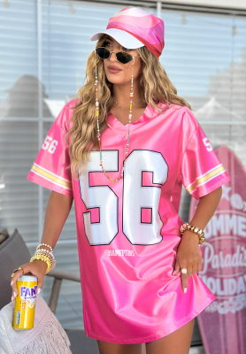 Tricou lung tip rochie Number 56 cu imprimeuri