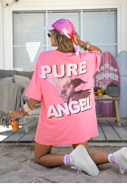 Tricou oversize z nadrukiem MC Pure Angel roz