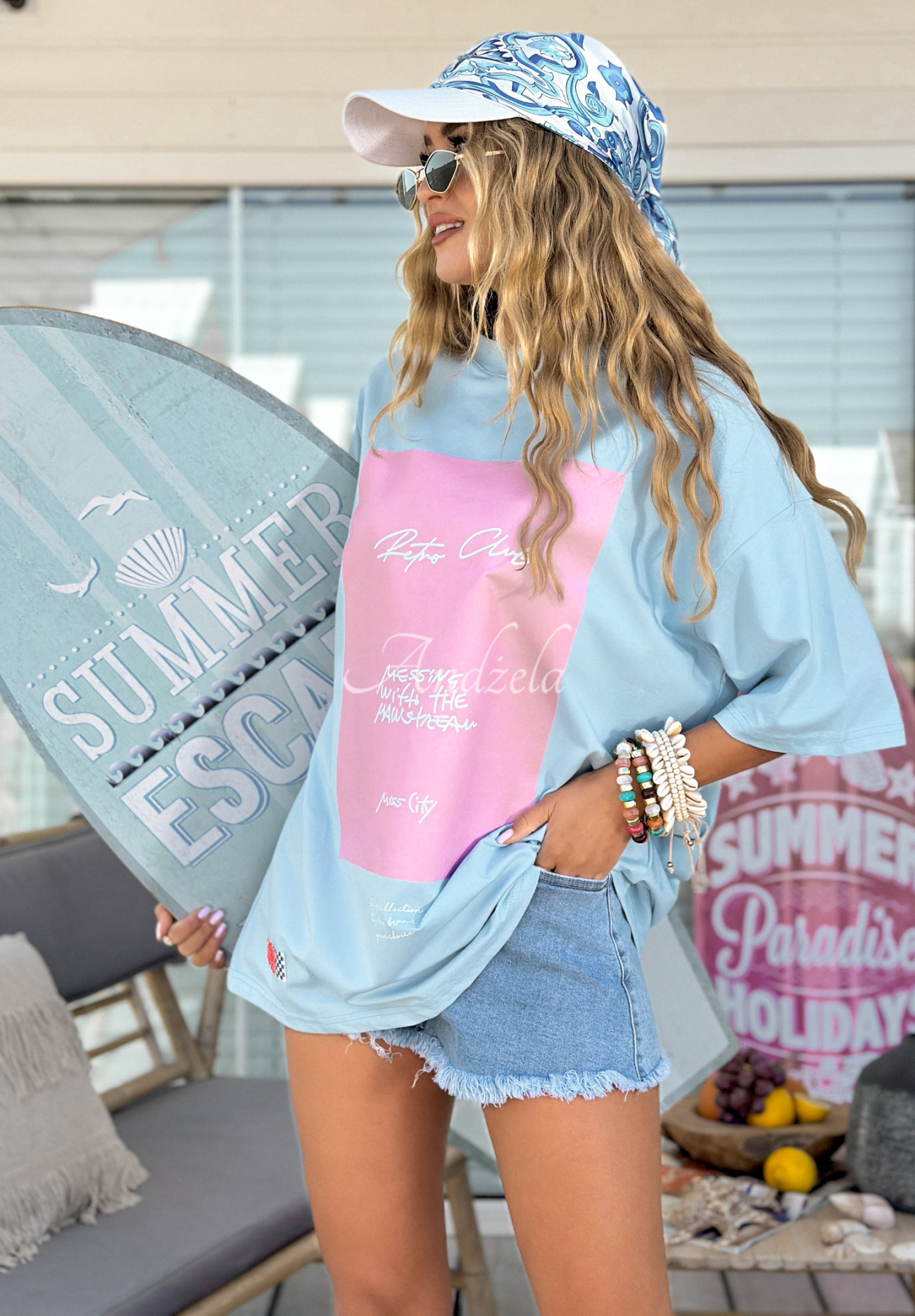 Tricou oversize cu imprimeu MC Retro Club